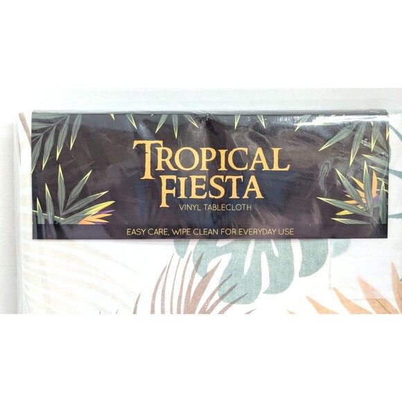Tropical Fiesta Palms Tablecloth 60 x 84-in Vinyl Kitchen Table Chloride-Free - Picture 6 of 7